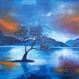 Amanecer azul. Oleo sobre lienzo, 1.0 x 0.7 m