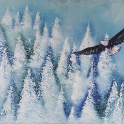 Aguila, libertad. Oleo sobre lienzo, 0.7 x 1.0 m