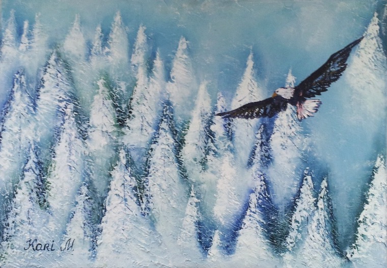 Aguila, libertad. Oleo sobre lienzo, 0.7 x 1.0 m