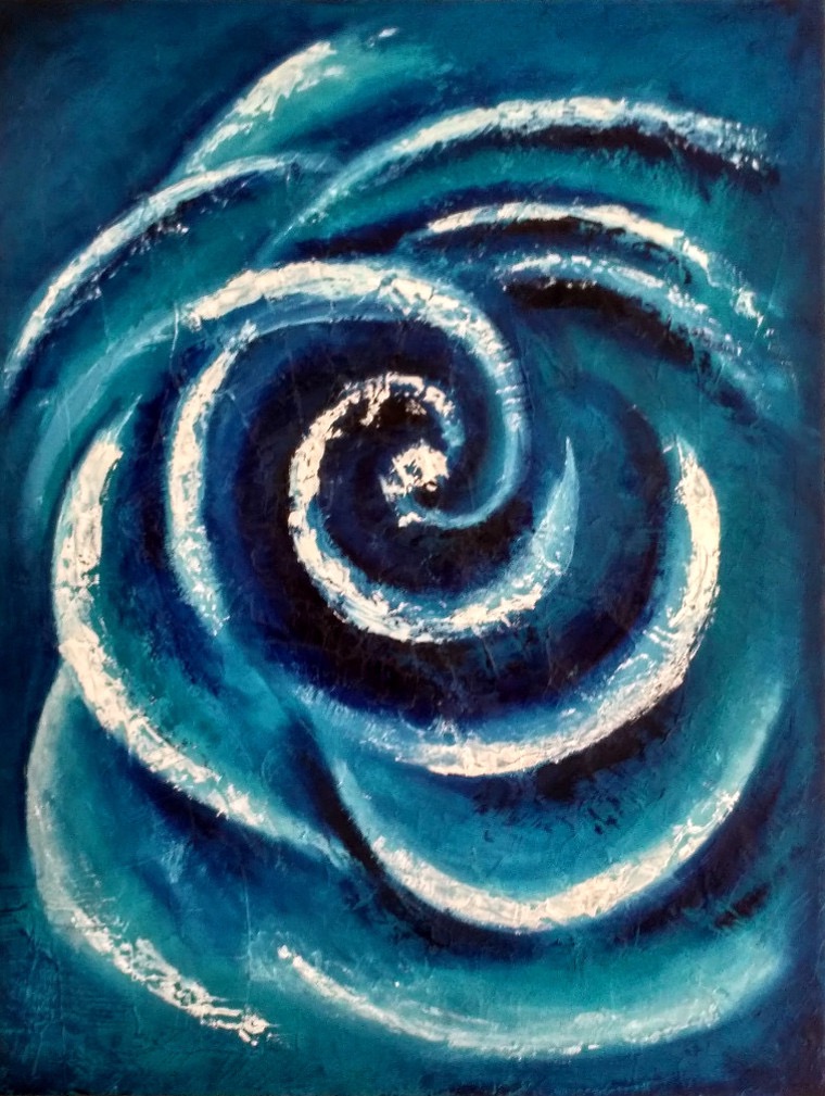 Galaxia espiral Rosa. Oleo sobre lienzo, 1,0 x 0,7 m