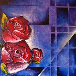 Rosas. Oleo sobre lienzo, 1.0 x 1.0 m