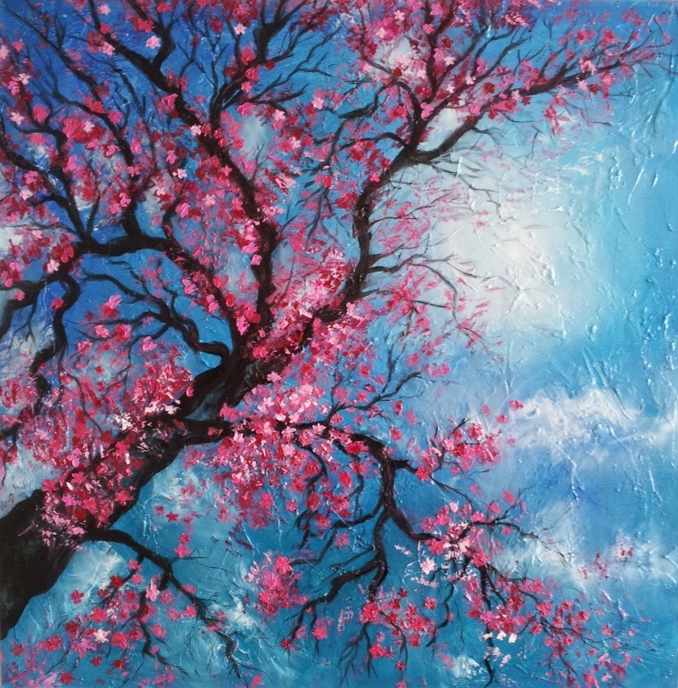 Cerezo (sakura). Oleo sobre lienzo, 1.0 x 1.0 m