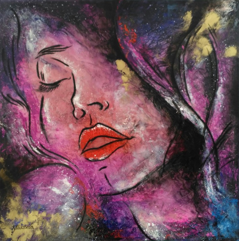 Universo de la mujer. Técnicas mixtas, 1,0 x 1,0 m